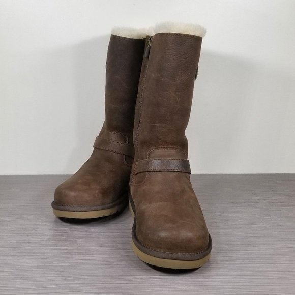 UGG Australia Kensington Tall Shearling Boots, Brown Leather, Womens Size 5 / 35 - Picture 4 of 11